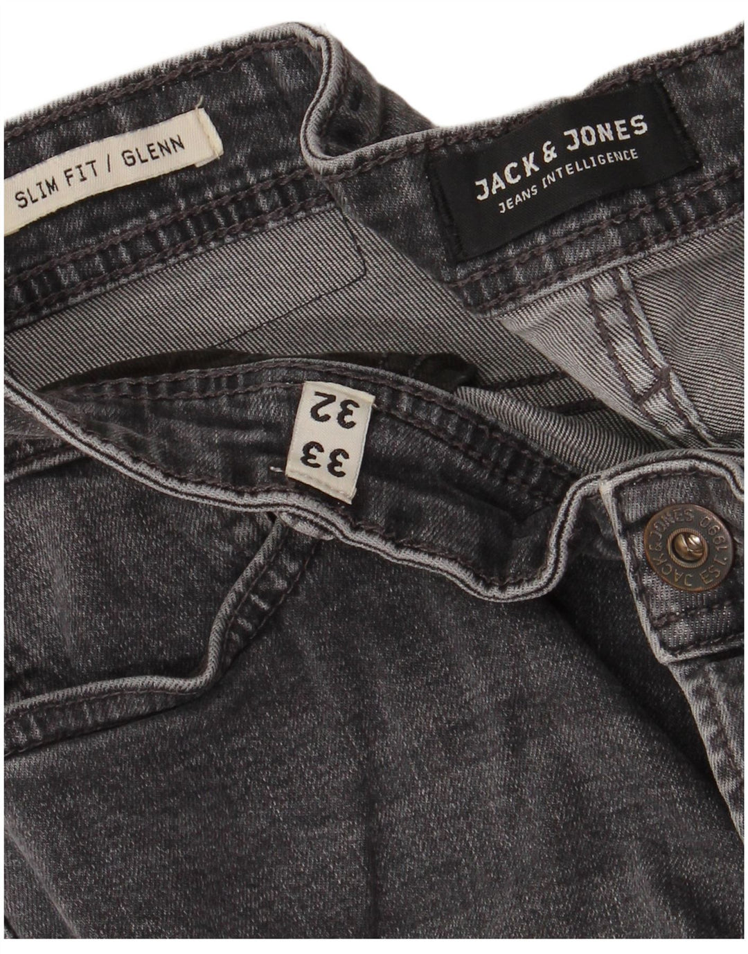 JACK & JONES Męskie jeansy GLENN Slim W32 L32 Szara bawełna