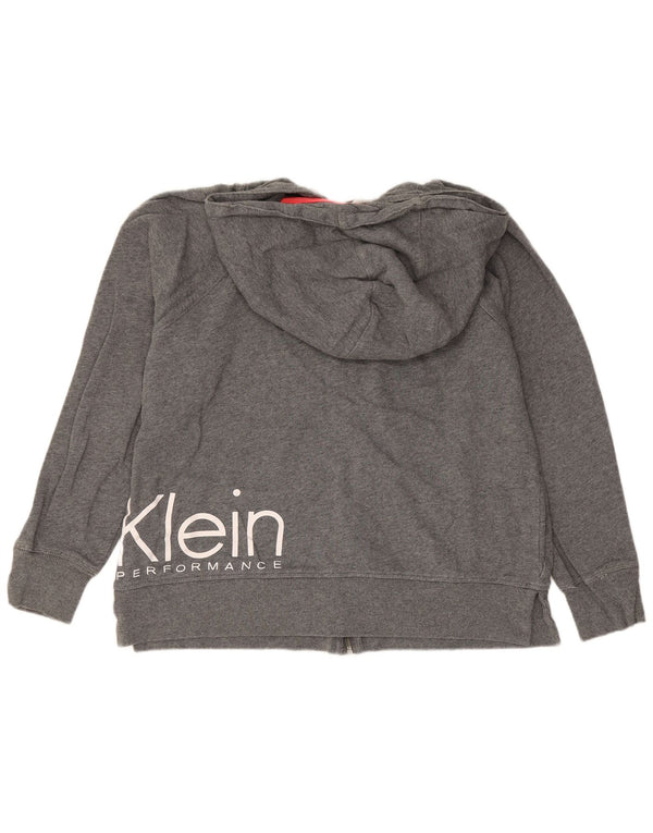 Damski sweter z kapturem i zamkiem błyskawicznym Calvin Klein UK 16, duży, szary, bawełniany