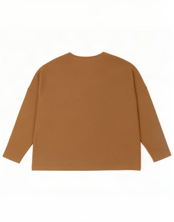 Damski top oversize Zara z rękawem 3/4, UK 14, średni brązowy, nakrapiany metaliczny