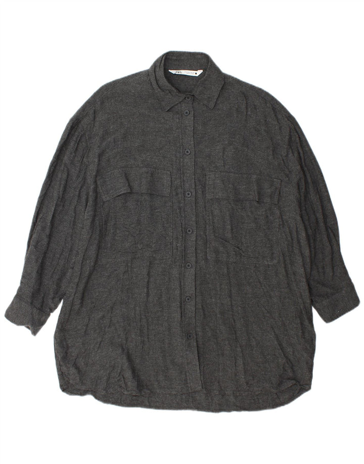 Damska oversize'owa sukienka koszulowa Zara UK 10 Small, szara wiskoza
