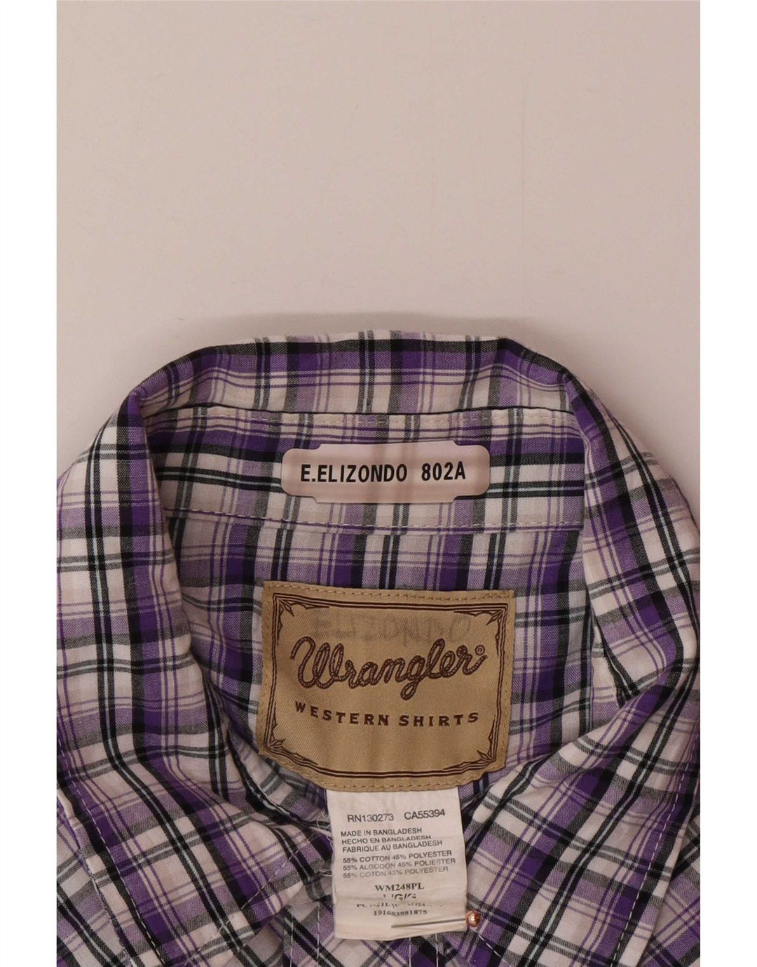 Męska koszula z krótkim rękawem Wrangler, duża, fioletowa, bawełniana krata