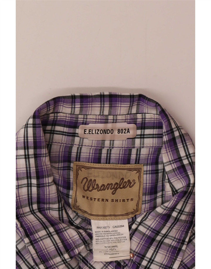 Męska koszula z krótkim rękawem Wrangler, duża, fioletowa, bawełniana krata