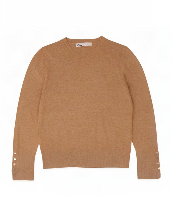 Sweter damski Zara z okrągłym dekoltem UK 12, średni beż