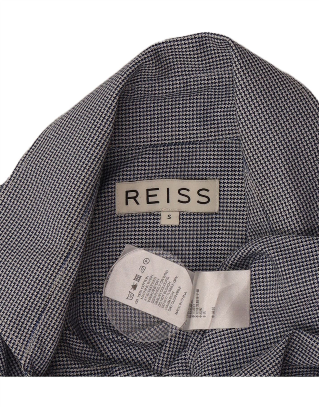 Koszula męska Reiss, mała, niebieska, bawełniana w pepitkę