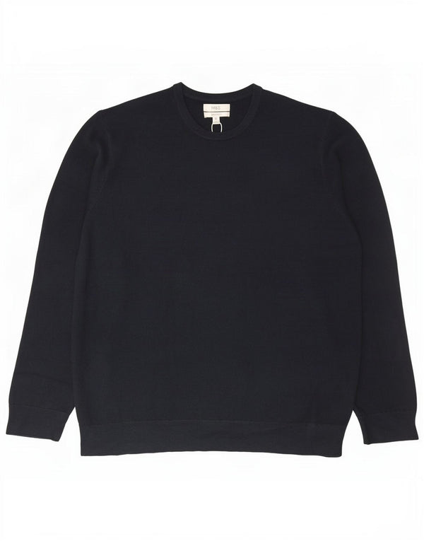 Marks & Spencer Męski sweter z okrągłym dekoltem 2XL Granatowy akryl