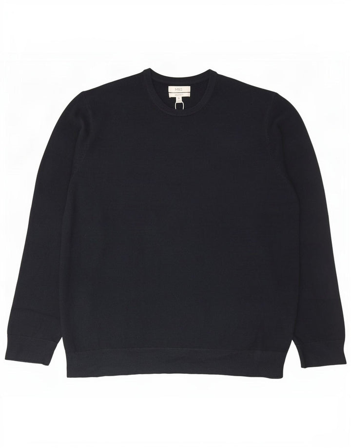 Marks & Spencer Męski sweter z okrągłym dekoltem 2XL Granatowy akryl