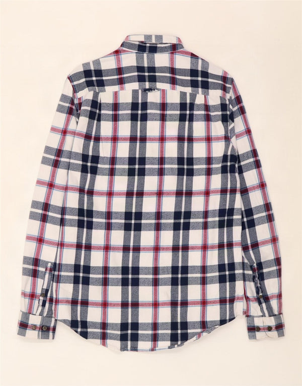 Męska koszula flanelowa Superdry, duża, granatowa, bawełniana w kratę