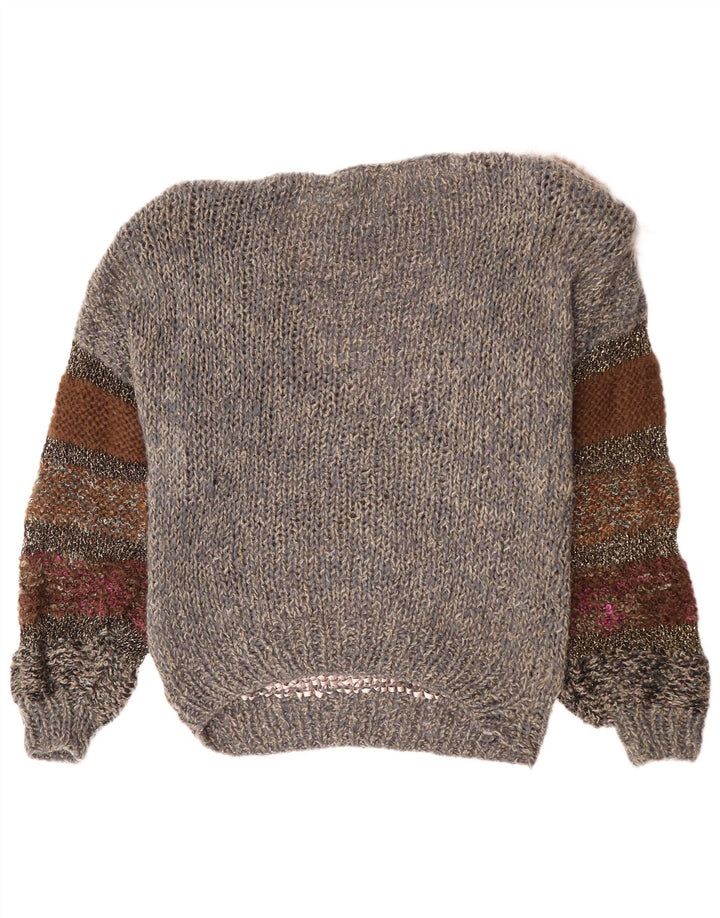 Damski sweter VINTAGE z dekoltem w łódkę EU 40/42 Średni szary, blok kolorów