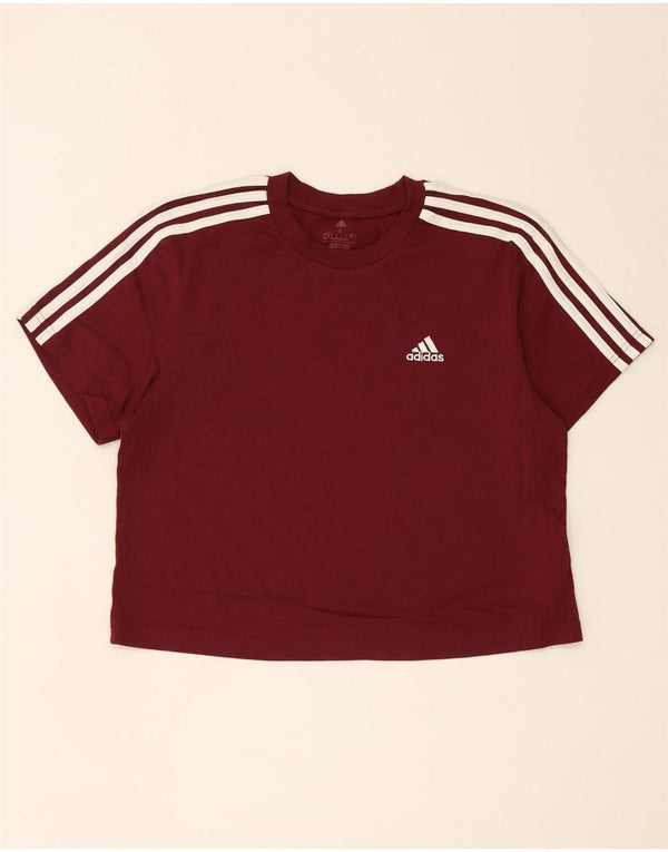 Damska koszulka Adidas Crop Oversize Top UK 8/10 Small Burgundowa bawełna