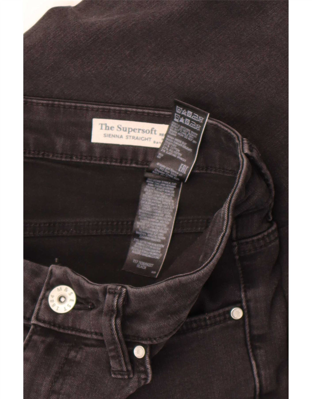 Marks & Spencer Damskie Sienna Straight Jeans UK 12 Medium W30 L30 Czarny