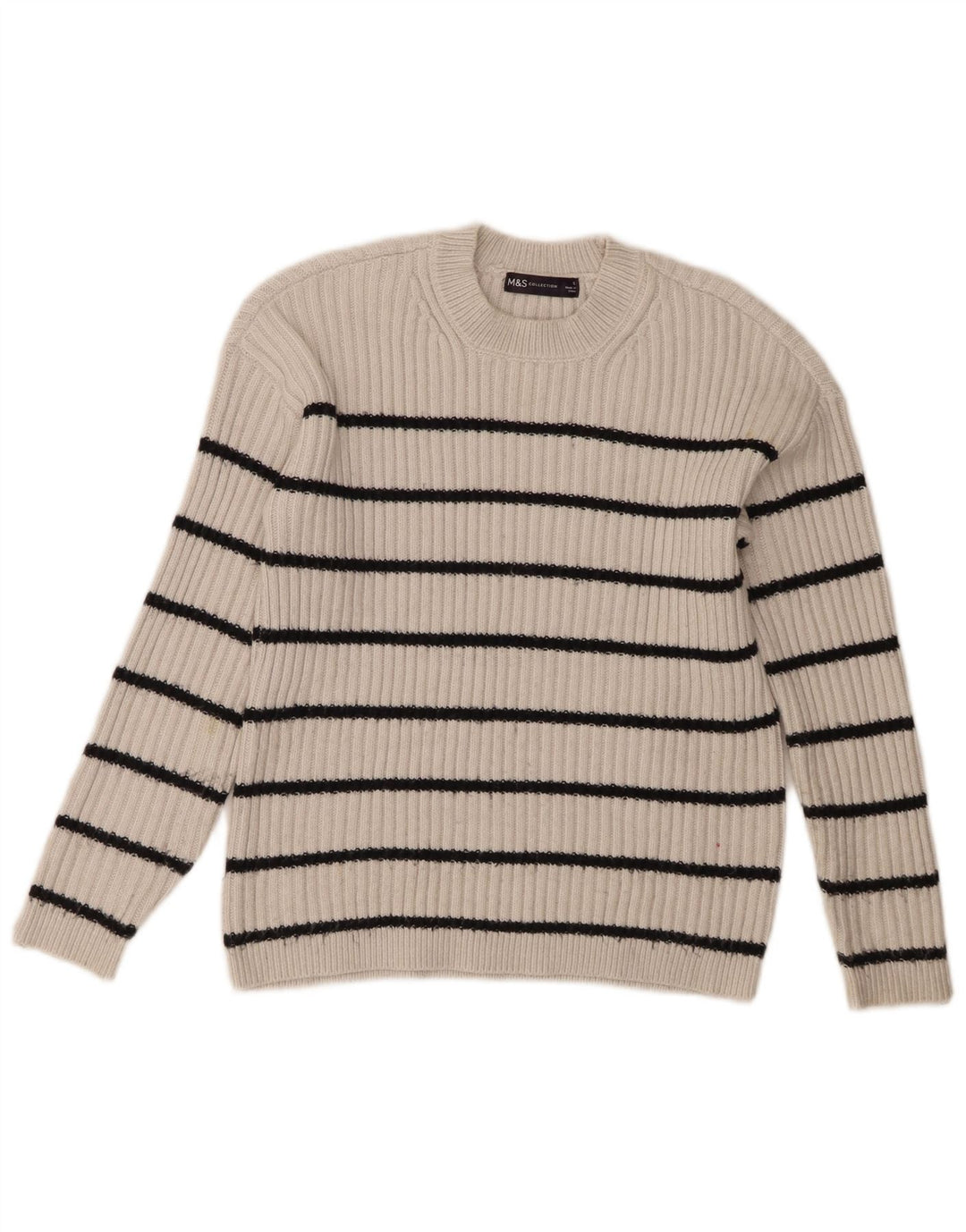 Marks & Spencer Damski sweter z okrągłym dekoltem UK 10 w małe białe paski