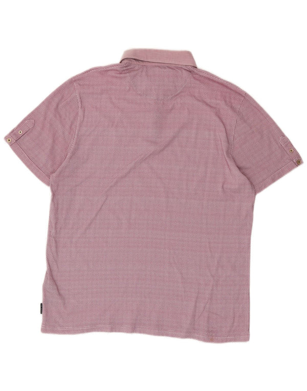 Męska koszulka polo Ted Baker, rozmiar 6, 2XL, różowa, geometryczna bawełna