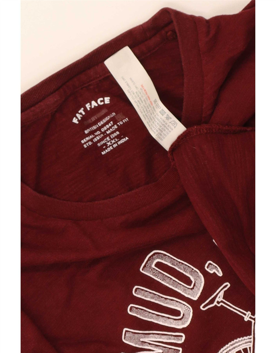 Męski T-shirt z grafiką Fat Face, 2XL, bordowa bawełna