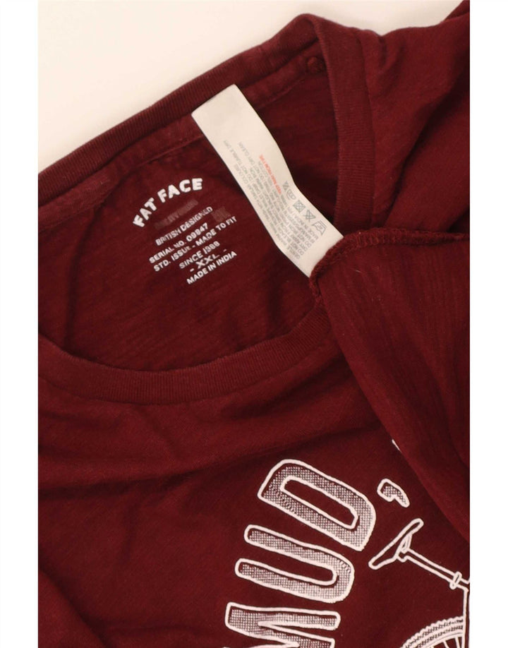 Męski T-shirt z grafiką Fat Face, 2XL, bordowa bawełna