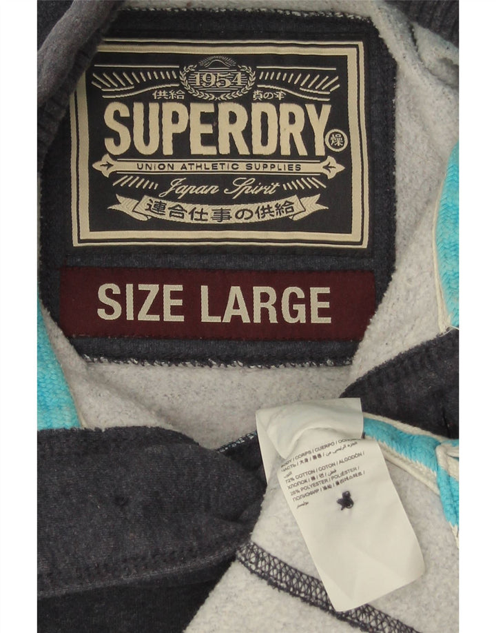 Męski sweter Superdry z zapinanym dekoltem, duży, granatowy, bawełniany
