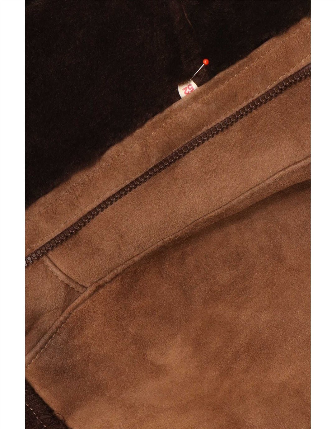 Męska kurtka shearling w stylu vintage IT 52 XL w kolorze brązowym
