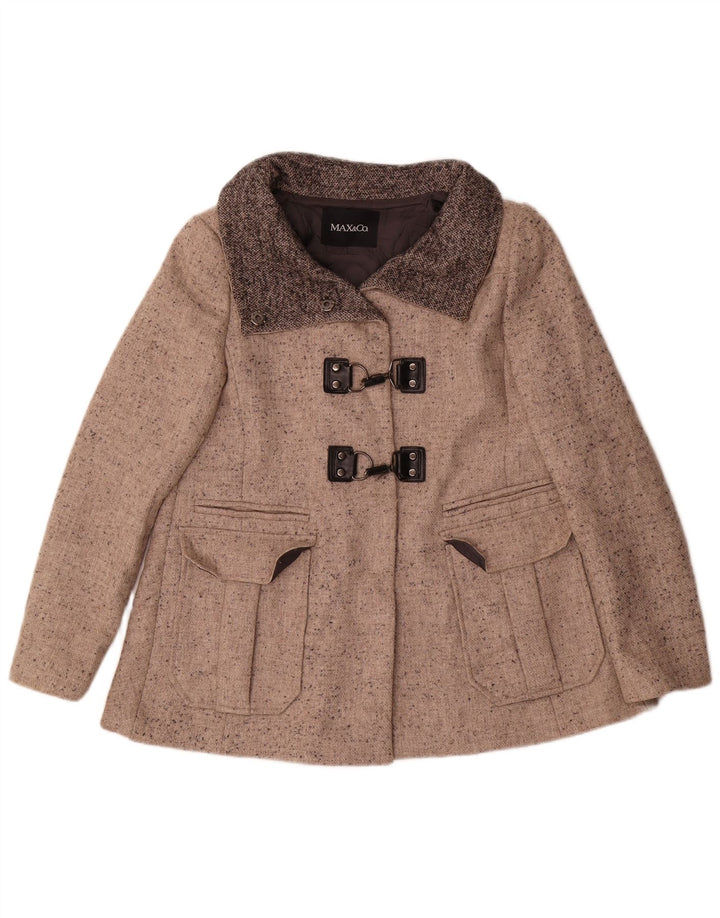 Max & Co. Damski krótki, oversize'owy płaszcz UK 6 XS, beżowy, wełniany