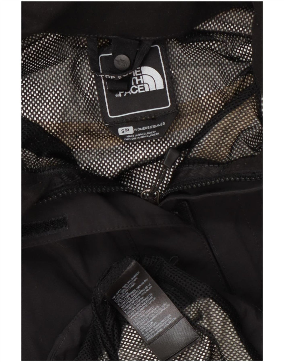 Damska kurtka przeciwdeszczowa z kapturem The North Face UK 10, mała, czarna, nylonowa