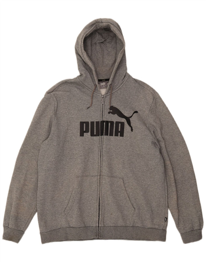Męski sweter Puma z grafiką i zamkiem błyskawicznym, 2XL, szara bawełna