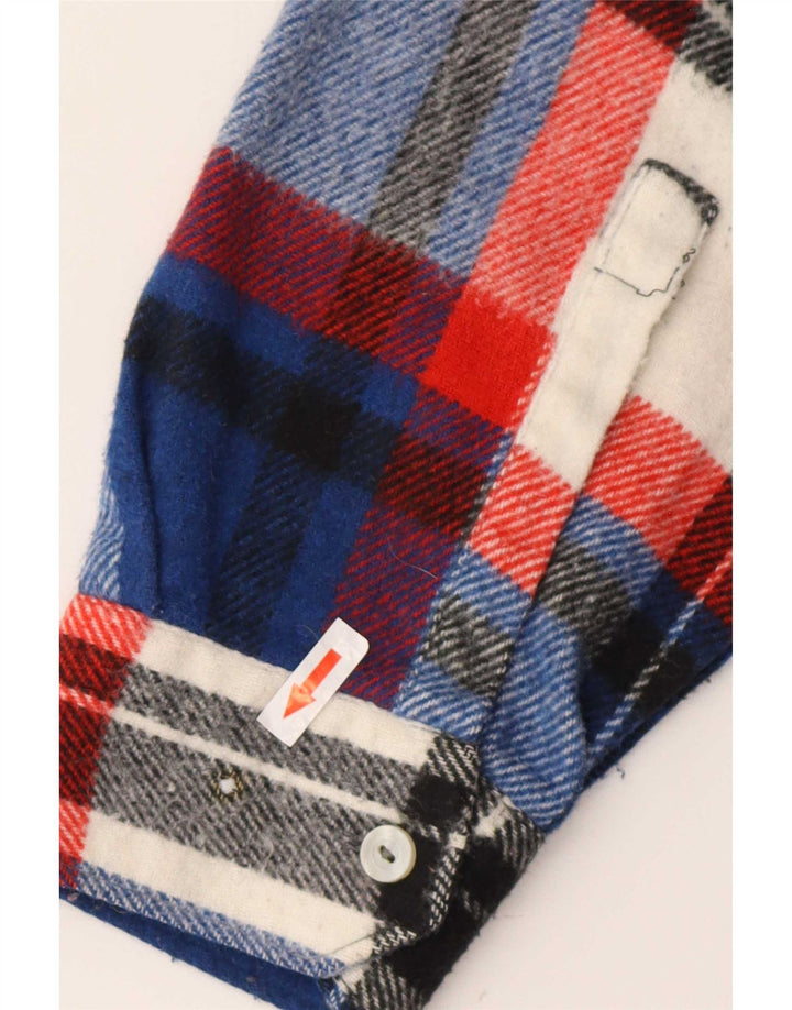 Vintage męska koszula flanelowa XL w niebieską kratkę