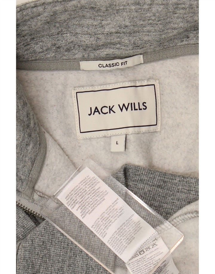 Męski sweter JACK WILLS o klasycznym kroju, zapinany na zamek, duży, szary, nakrapiany
