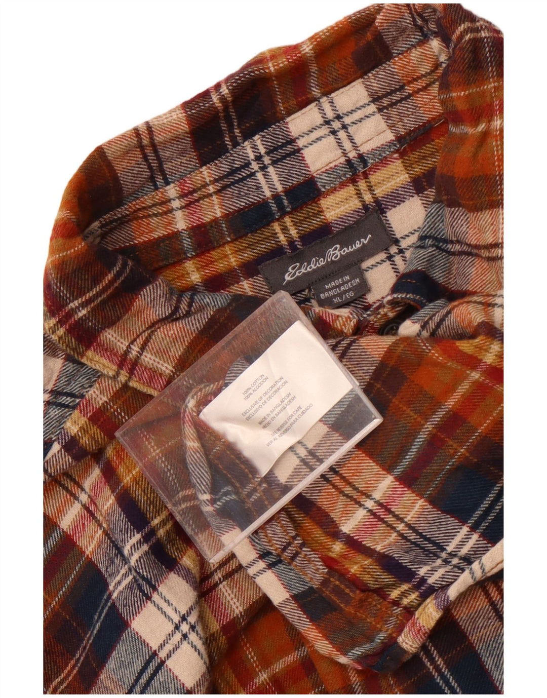 Męska koszula flanelowa Eddie Bauer XL w brązową kratę, bawełniana