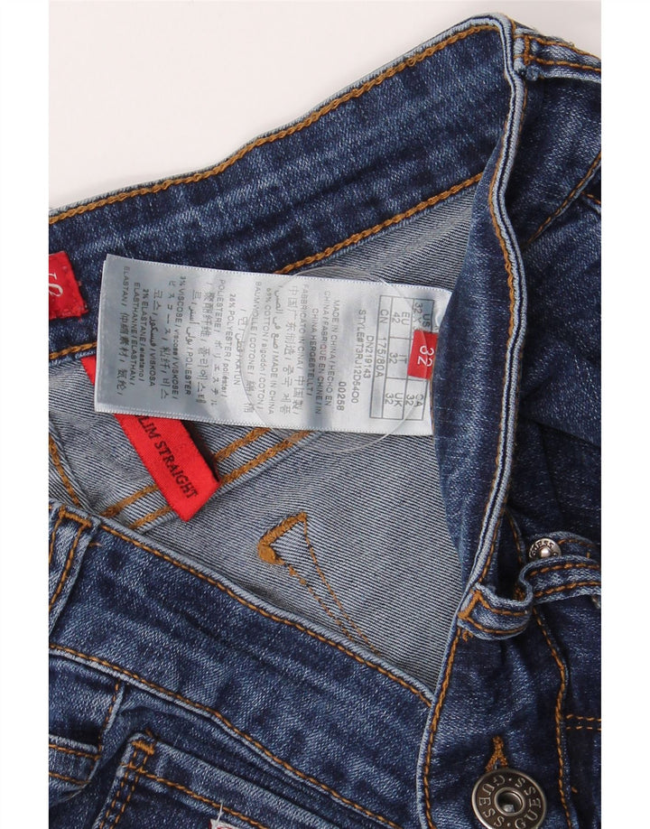 Guess Damskie proste dżinsy W30 L28 Niebieskie bawełniane