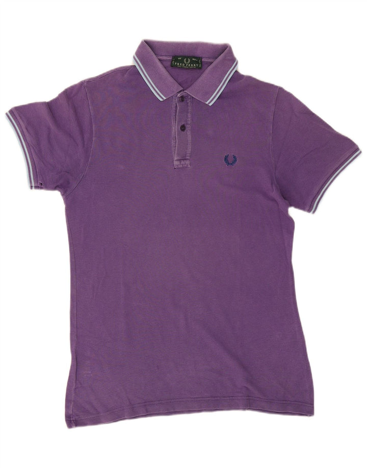 Męska koszulka polo FRED PERRY, bawełniana w średnie fioletowe paski