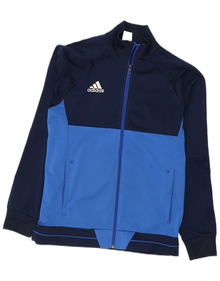 Męska kurtka dresowa Adidas, duża, granatowa, z blokami kolorów, poliestrowa