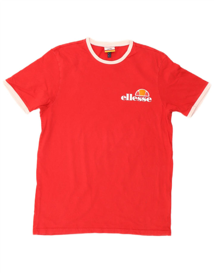 Męski T-shirt z grafiką Ellesse, duży, czerwony, bawełniany