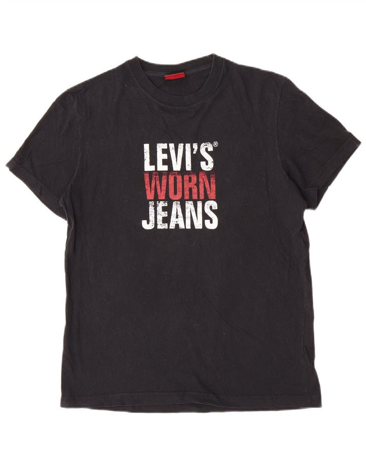 Męska koszulka z grafiką Levi's, średnia czarna bawełniana