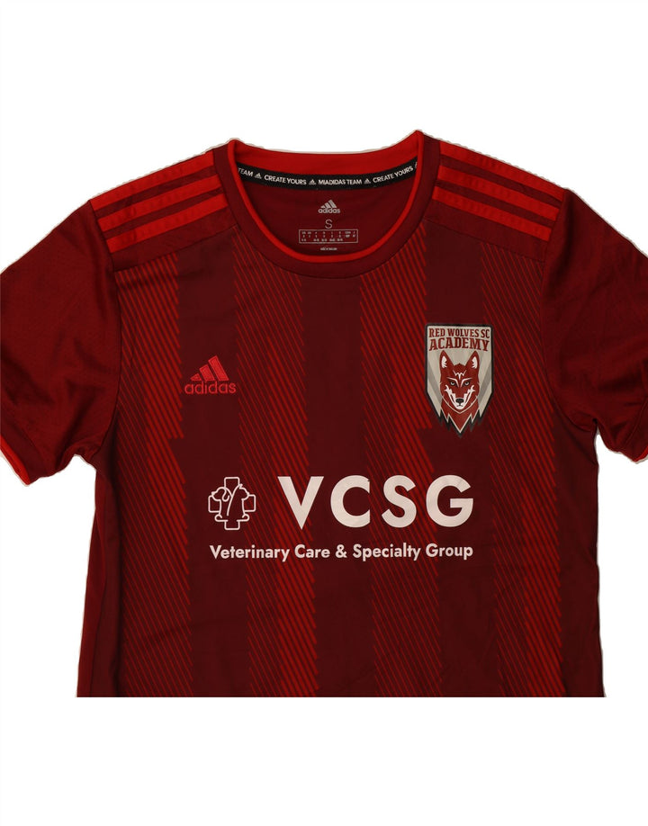 ADIDAS Mens Aeroready Graphic T-Shirt Top Small Red Striped Polyester Vintage Adidas and Second-Hand Adidas from Messina Hembry 