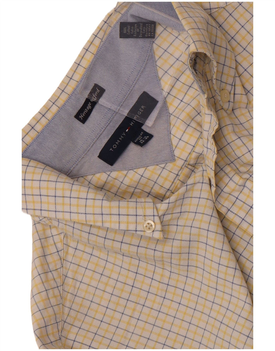 Koszula męska Tommy Hilfiger o regularnym kroju, rozmiar 15 1/2, średnia żółta kratka