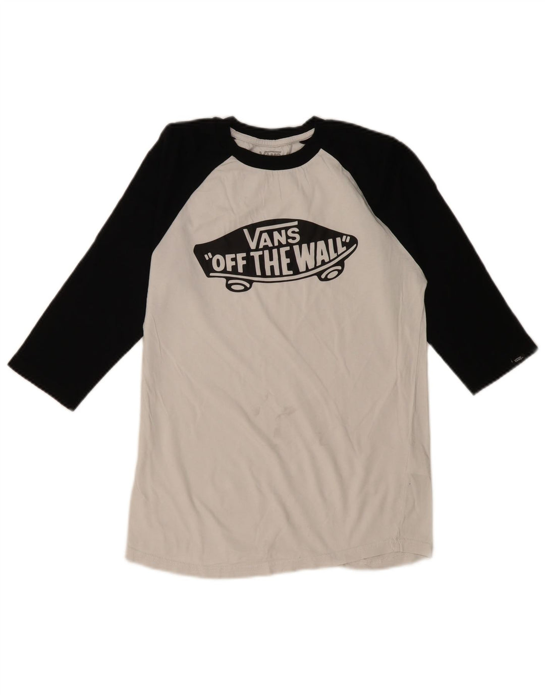 Męski top VANS o dopasowanym kroju z grafiką, rękawem 3/4, mały, biały, bawełniany w bloki kolorów