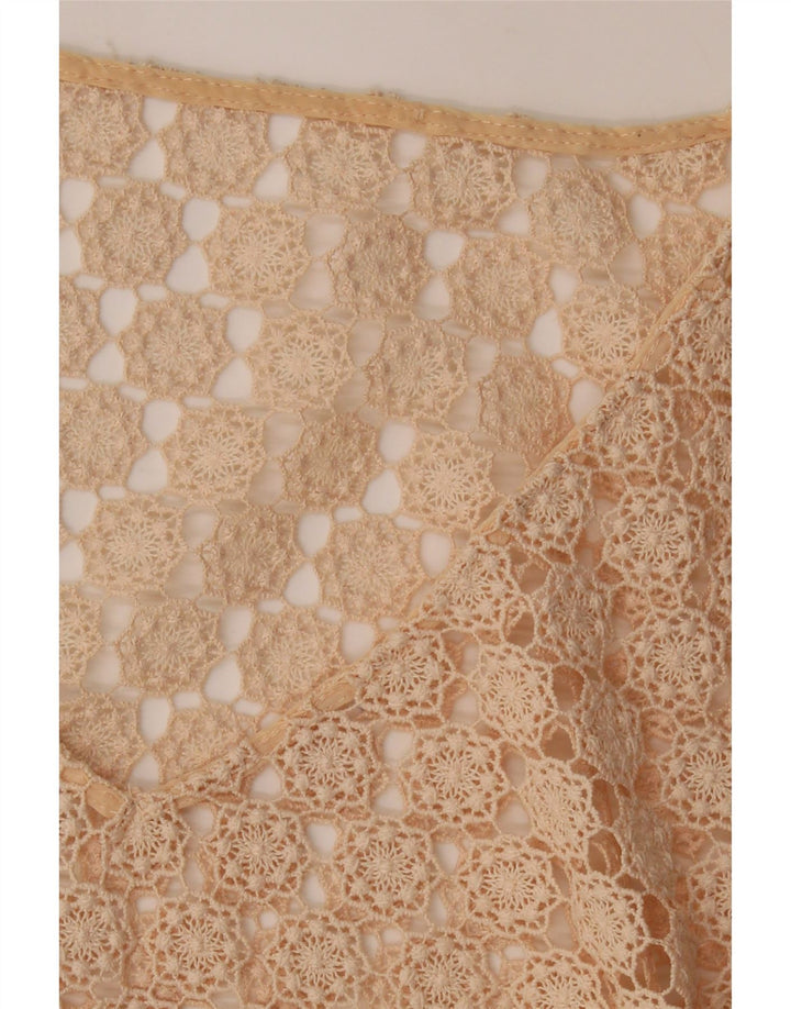 VINTAGE Womens Crochet See Through Top UK 12 Medium Beige Vintage Vintage and Second-Hand Vintage from Messina Hembry 