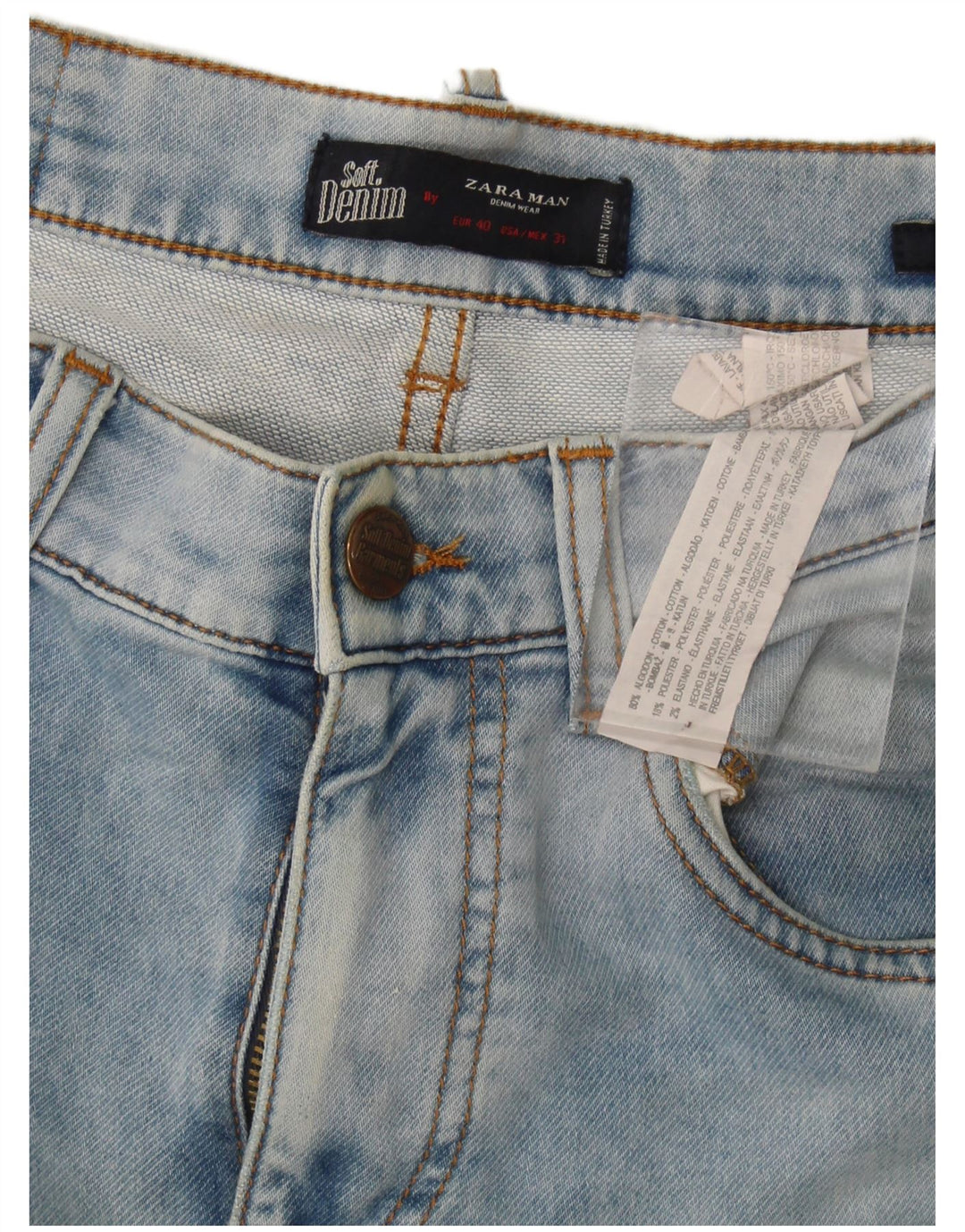 Męskie jeansy slim fit Zara EU 40 Medium W34 L34 Niebieskie bawełniane