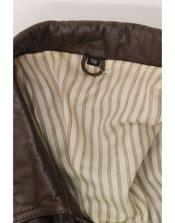 Męska kurtka skórzana typu bomber w stylu vintage IT 58 4XL brązowa