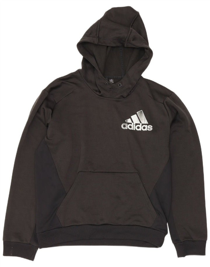Męska bluza z kapturem Adidas z grafiką, średni czarny poliester