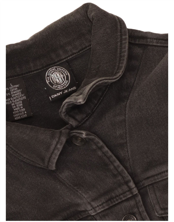 Damska kurtka dżinsowa Dkny Crop UK 14, duża, szara bawełna