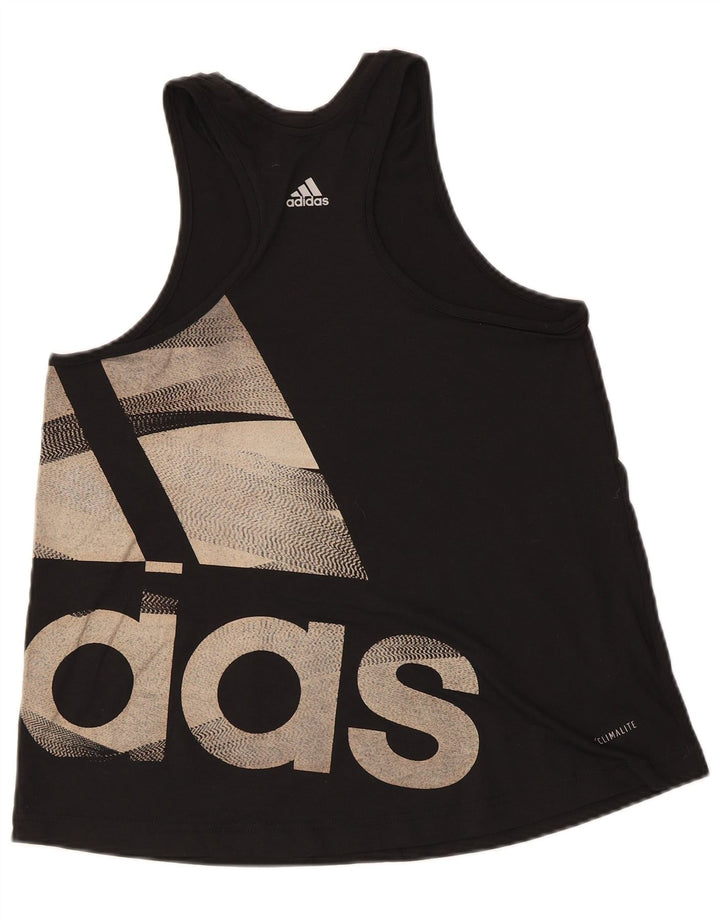 ADIDAS Womens Climalite Graphic Vest Top UK 10 Small Black Polyester