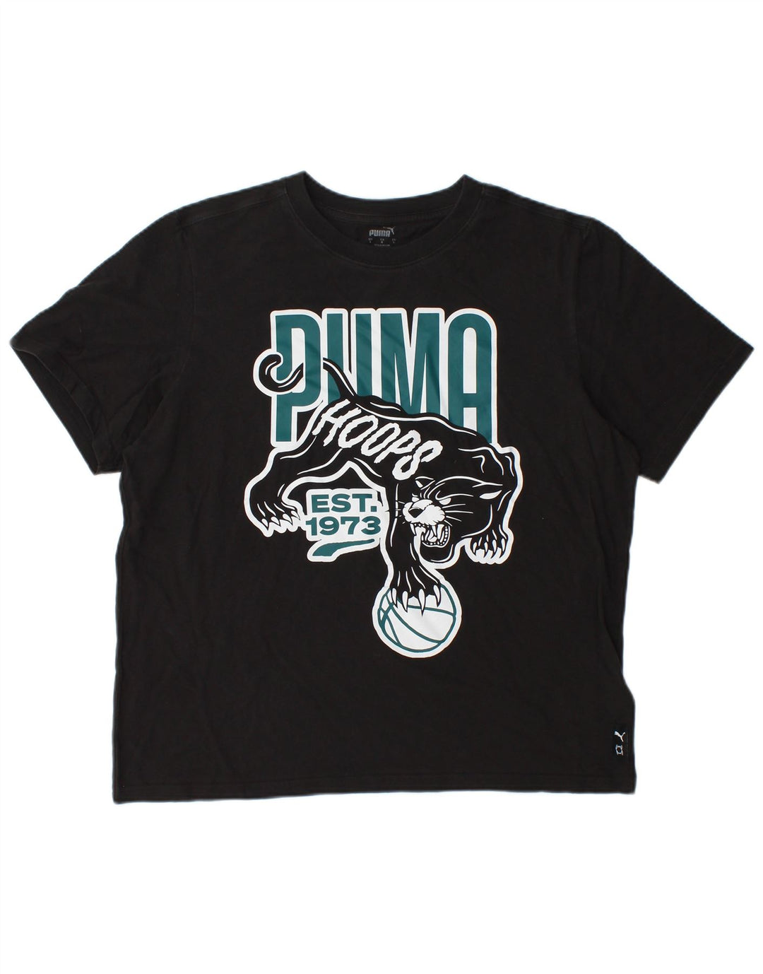 Męski T-shirt z grafiką PUMA, duży, czarny, bawełniany