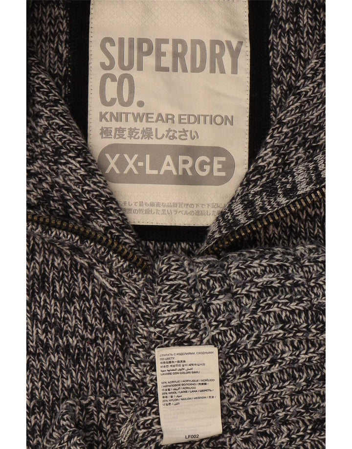 Męski sweter z zamkiem błyskawicznym Superdry 2XL, szary, nakrapiany akryl