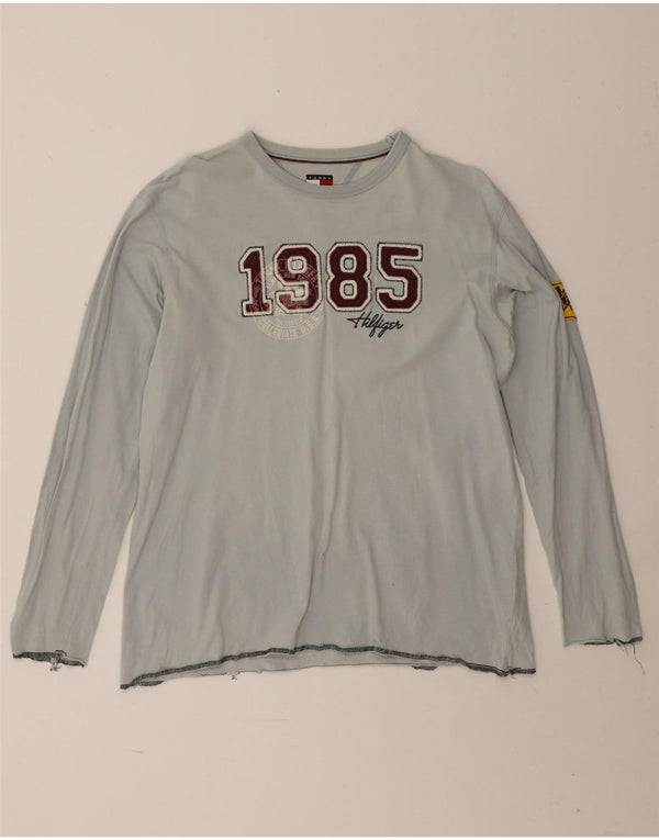 Chłopięcy top z grafiką Tommy Hilfiger z długim rękawem 15-16 lat XL, niebieska bawełna