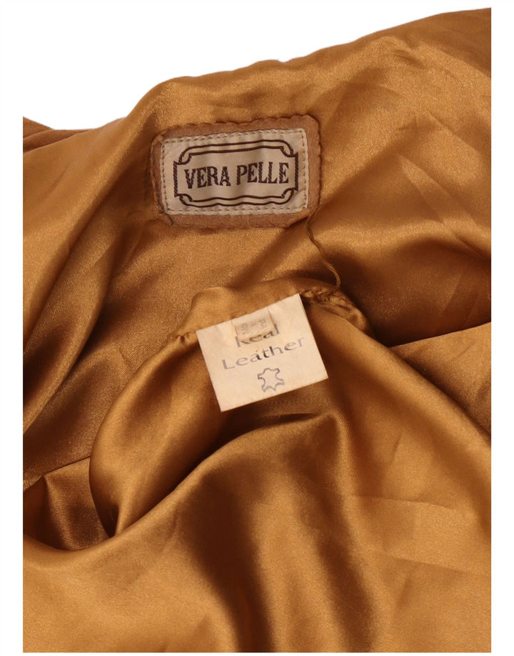 Vintage damska zamszowa kurtka UK 14 duża beżowa skóra