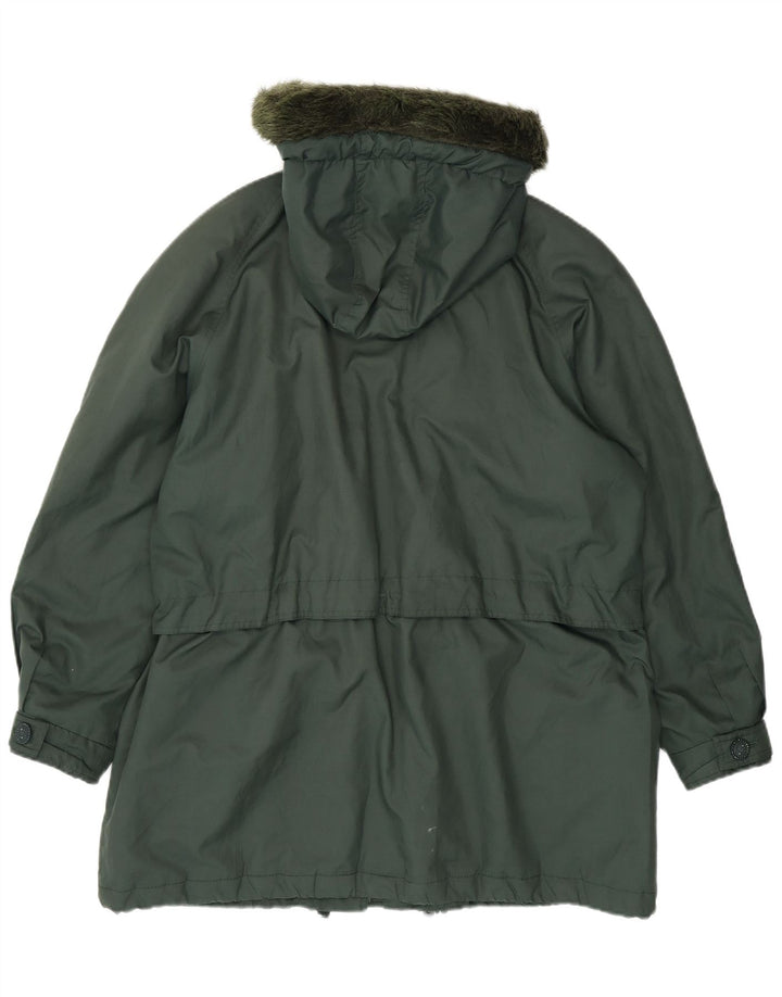 Damska kurtka parka z kapturem w stylu vintage UK 20 2XL Zielony poliester