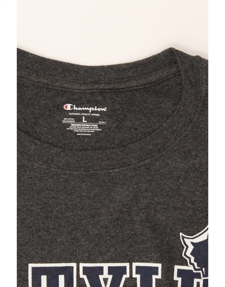 CHAMPION Mens Patriots Graphic T-Shirt Top Large Grey Vintage Champion and Second-Hand Champion from Messina Hembry 
