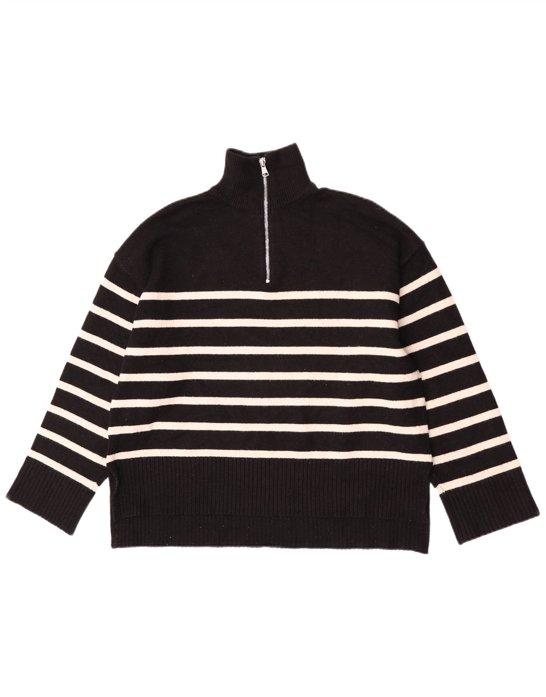 Damski sweter oversize z zamkiem błyskawicznym Zara UK 10 w małe czarne paski