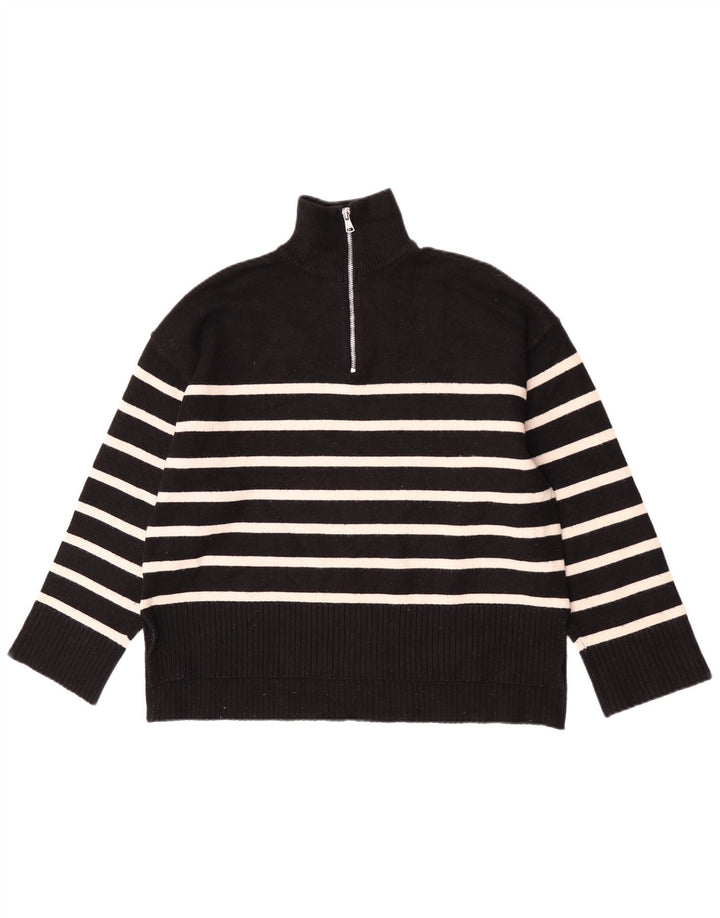 Damski sweter oversize z zamkiem błyskawicznym Zara UK 10 w małe czarne paski