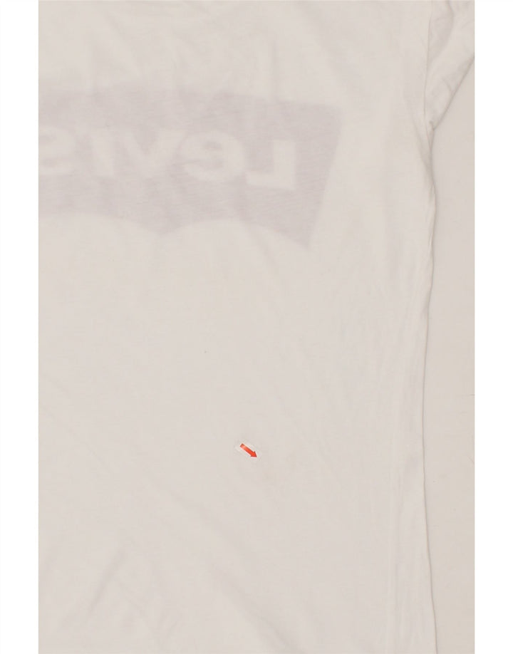 LEVI'S Womens Graphic T-Shirt Top UK 10 Small White Vintage Levi's and Second-Hand Levi's from Messina Hembry 