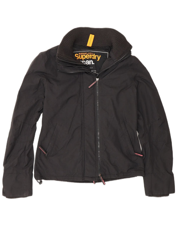 Damska kurtka wiatrówka Superdry o regularnym kroju UK 16, duża, czarna nylonowa